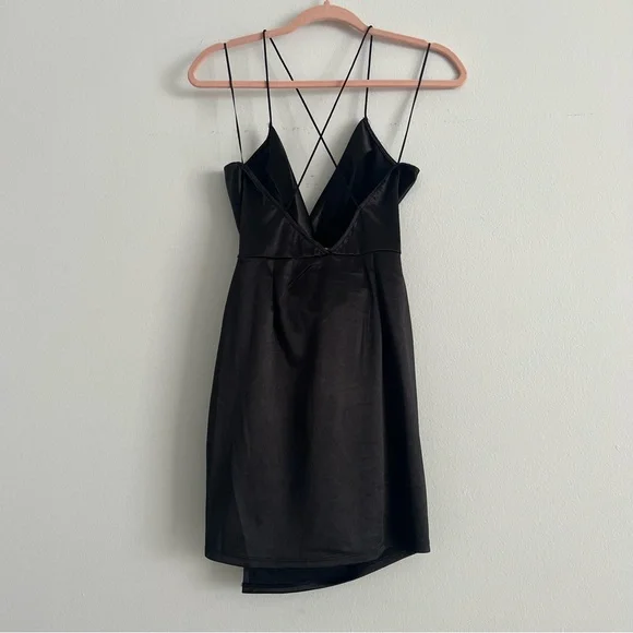 FashionNova Always A Flirt Satin Dress-Black - Picture 5 of 8